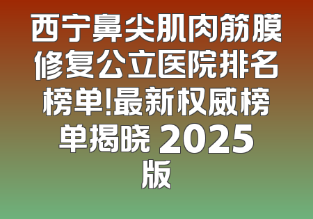 西宁鼻尖肌肉筋膜修复公立医院排名榜单！最新权威榜单揭晓 2025版