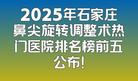 2025年石家庄鼻尖旋转调整术热门医院排名榜前五公布！