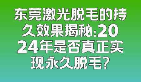 东莞激光脱毛的持久效果揭秘：2024年是否真正实现永久脱毛？