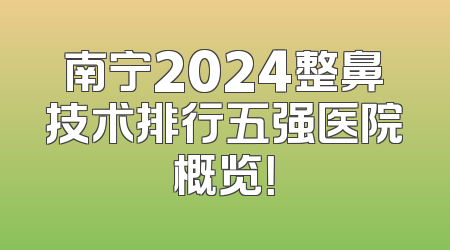 南宁2024整鼻技术排行五强医院概览！