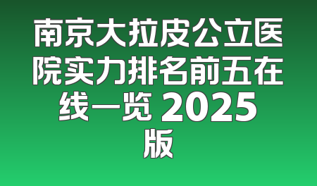 南京大拉皮公立医院实力排名前五在线一览 2025版