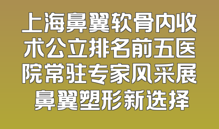 上海鼻翼软骨内收术公立排名前五医院常驻专家风采展 鼻翼塑形新选择