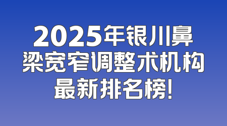 2025年银川鼻梁宽窄调整术机构最新排名榜！