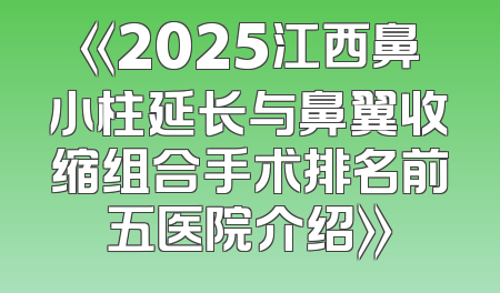 《2025江西鼻小柱延长与鼻翼收缩组合手术排名前五医院介绍》