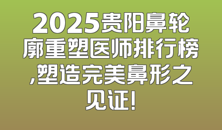 2025贵阳鼻轮廓重塑医师排行榜，塑造完美鼻形之见证!