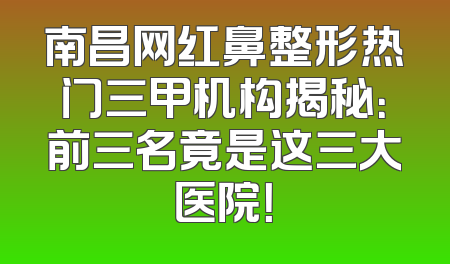 南昌网红鼻整形热门三甲机构揭秘：前三名竟是这三大医院！