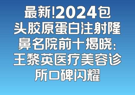 最新！2024包头胶原蛋白注射隆鼻名院前十揭晓：王黎英医疗美容诊所口碑闪耀