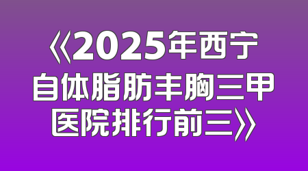 《2025年西宁自体脂肪丰胸三甲医院排行前三》