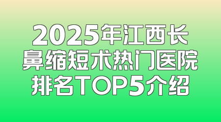 2025年江西长鼻缩短术热门医院排名TOP5介绍