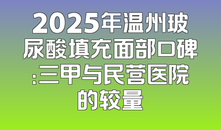 2025年温州玻尿酸填充面部口碑：三甲与民营医院的较量