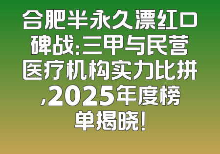 合肥半永久漂红口碑战：三甲与民营医疗机构实力比拼，2025年度榜单揭晓！