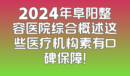 2024年阜阳整容医院综合概述这些医疗机构素有口碑保障！