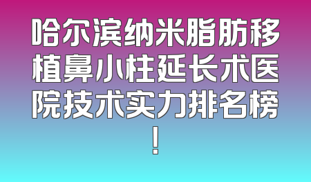 哈尔滨纳米脂肪移植鼻小柱延长术医院技术实力排名榜！