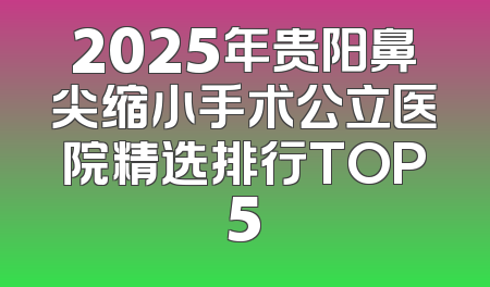 2025年贵阳鼻尖缩小手术公立医院精选排行TOP5