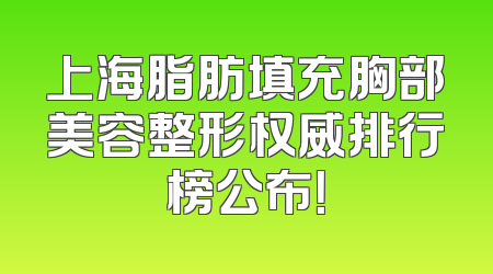 上海脂肪填充胸部美容整形权威排行榜公布！