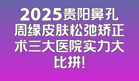 2025贵阳鼻孔周缘皮肤松弛矫正术三大医院实力大比拼！