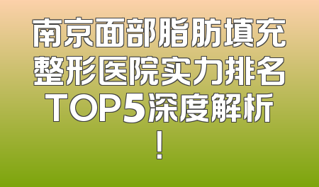 南京面部脂肪填充整形医院实力排名TOP5深度解析！