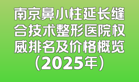 南京鼻小柱延长缝合技术整形医院权威排名及价格概览（2025年）