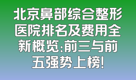 北京鼻部综合整形医院排名及费用全新概览：前三与前五强势上榜！