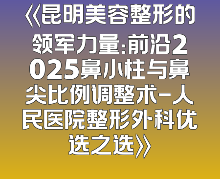 《昆明美容整形的领军力量：前沿2025鼻小柱与鼻尖比例调整术-人民医院整形外科优选之选》