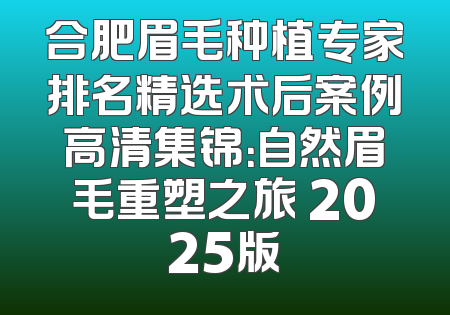 合肥眉毛种植专家排名精选术后案例高清集锦：自然眉毛重塑之旅 2025版
