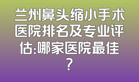 兰州鼻头缩小手术医院排名及专业评估：哪家医院最佳？