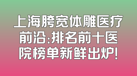 上海胯宽体雕医疗前沿：排名前十医院榜单新鲜出炉！
