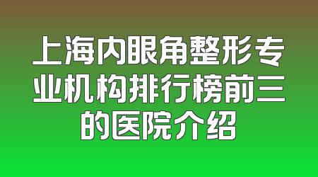 上海内眼角整形专业机构排行榜前三的医院介绍