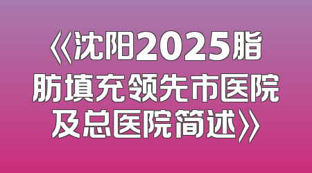 《沈阳2025脂肪填充领先市医院及总医院简述》