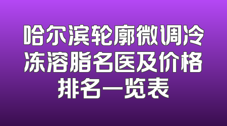 哈尔滨轮廓微调冷冻溶脂名医及价格排名一览表