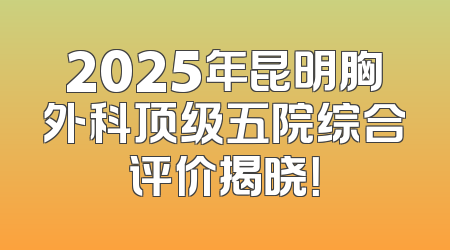 2025年昆明胸外科顶级五院综合评价揭晓！