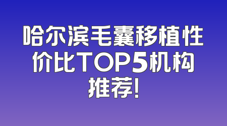 哈尔滨毛囊移植性价比TOP5机构推荐！