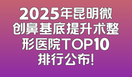 2025年昆明微创鼻基底提升术整形医院TOP10排行公布！