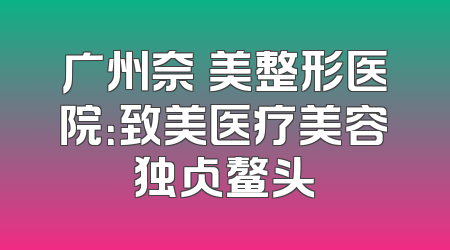 广州奈玥美整形医院：致美医疗美容独占鳌头