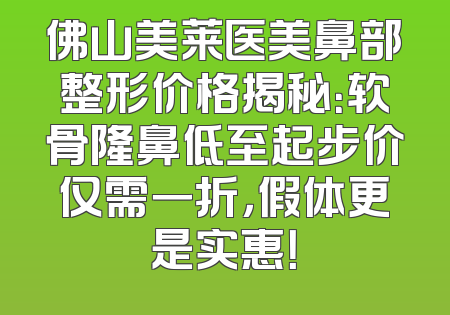 佛山美莱医美鼻部整形价格揭秘：软骨隆鼻低至起步价仅需一折，假体更是实惠！