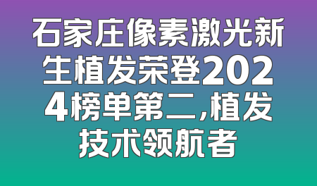石家庄像素激光新生植发荣登2024榜单第二，植发技术领航者