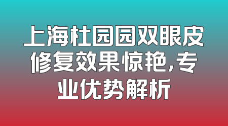 上海杜园园双眼皮修复效果惊艳，专业优势解析