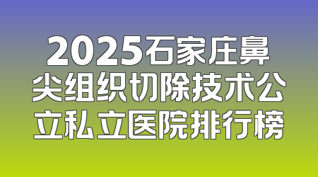 2025石家庄鼻尖组织切除技术公立私立医院排行榜