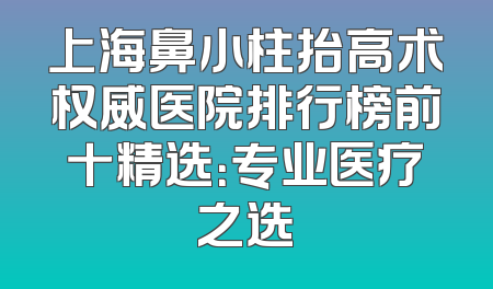 上海鼻小柱抬高术权威医院排行榜前十精选：专业医疗之选