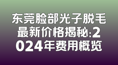 东莞脸部光子脱毛最新价格揭秘：2024年费用概览