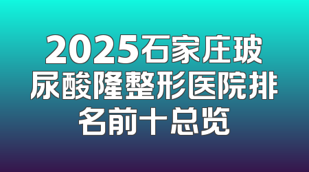 2025石家庄玻尿酸隆整形医院排名前十总览