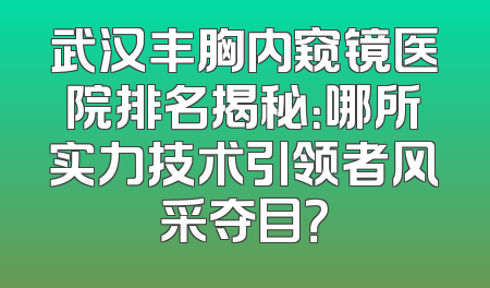 武汉丰胸内窥镜医院排名揭秘：哪所实力技术引领者风采夺目？