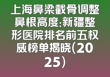上海鼻梁截骨调整鼻根高度：新疆整形医院排名前五权威榜单揭晓（2025）