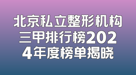北京私立整形机构三甲排行榜2024年度榜单揭晓