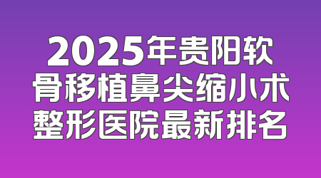 2025年贵阳软骨移植鼻尖缩小术整形医院最新排名
