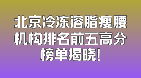 北京冷冻溶脂瘦腰机构排名前五高分榜单揭晓！