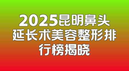 2025昆明鼻头延长术美容整形排行榜揭晓