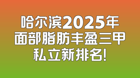 哈尔滨2025年面部脂肪丰盈三甲私立新排名！
