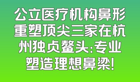 公立医疗机构鼻形重塑顶尖三家在杭州独占鳌头：专业塑造理想鼻梁！