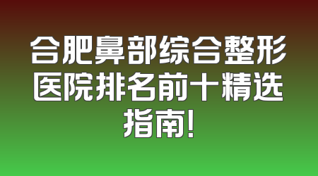 合肥鼻部综合整形医院排名前十精选指南！